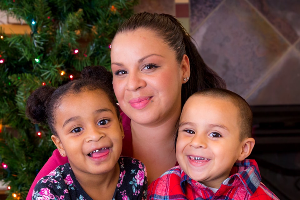 Neiva and her children at our Shepherd's Door location for addiction recovery in Portland, OR.